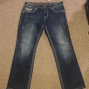 Rock Revival Men's Casey Straight Jeans Size: 38W/32L/18Inseem
